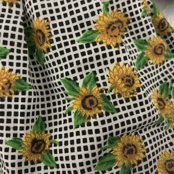 Vintage Cloth Doll Angel Dressed in Checkered and Sunflower Dress with Bows 16” - Picture 9 of 14